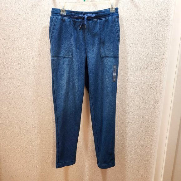 Uniqlo Pile Lined Jersey Pants Denim Blue Sweatpants Jeans - Picture 1 of 7